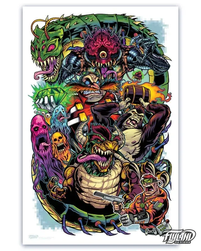 FlylLand Designs Arcade Bosses artprint signerad