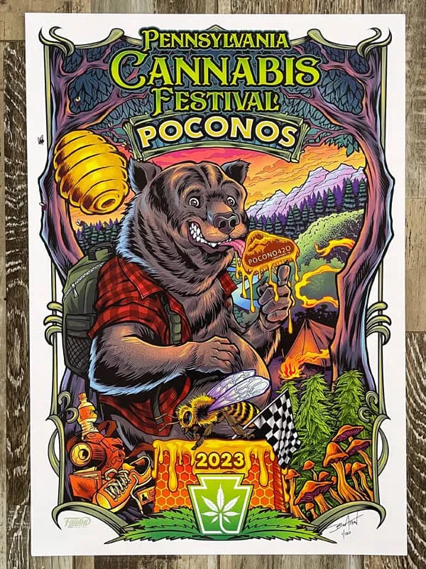 FlylLand Designs PA Cannafest 2023 poster 14x20 signerad