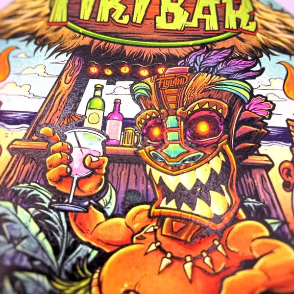 FlylLand Designs Tiki Bar glasunderlägg 10 cm – tiki vid baren
