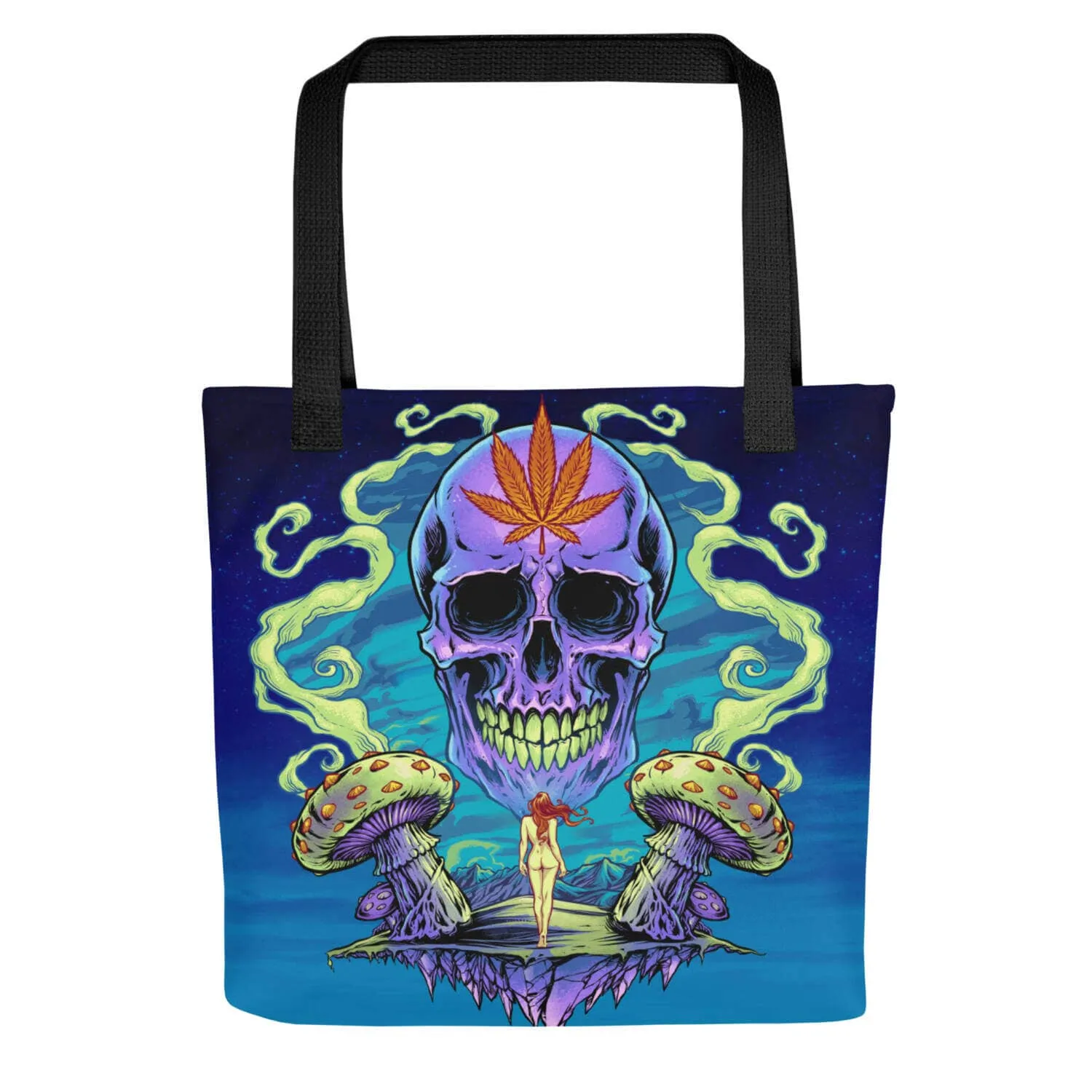 FlylLand Designs Purple Cannabis Skull tygkasse 39x39 cm lila