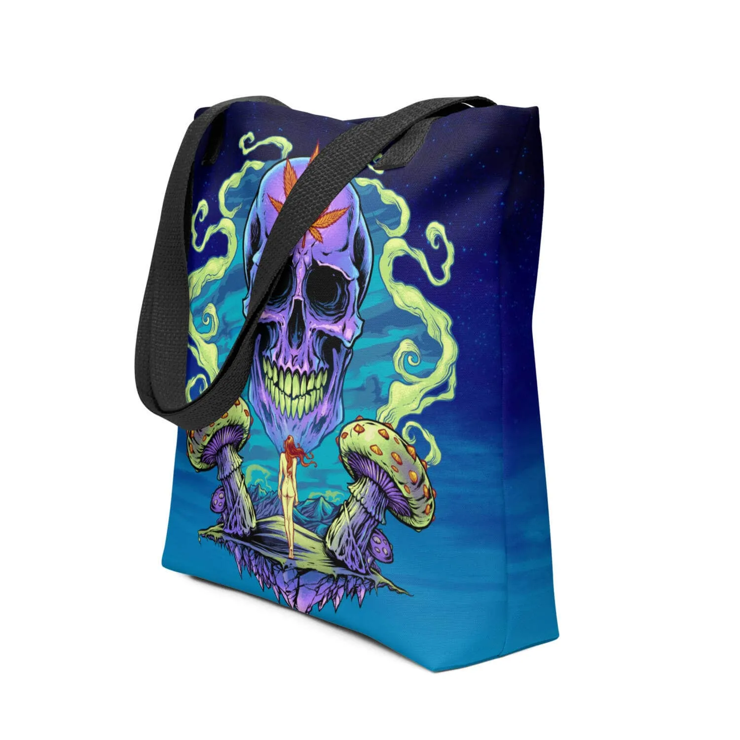 FlylLand Designs Purple Cannabis Skull tygkasse 39x39 cm lila