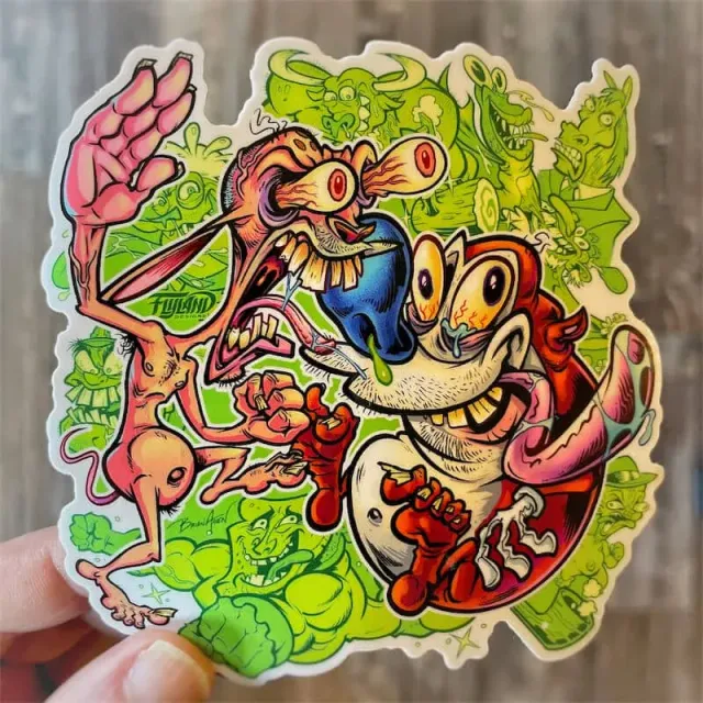 FlylLand Designs Ren Stimpy vinylsticker 10 cm utomhus