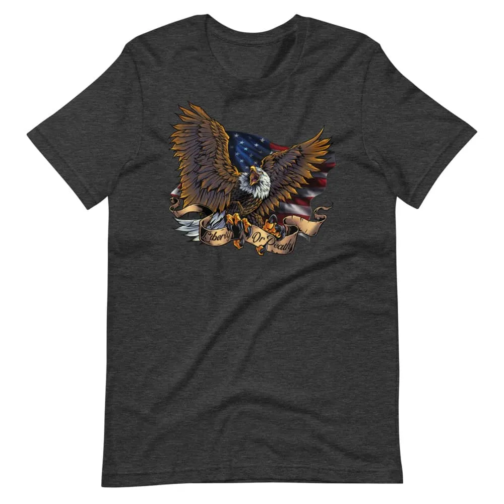 FlylLand Designs Eagle Flag and Banner t-shirt mjuk bomull