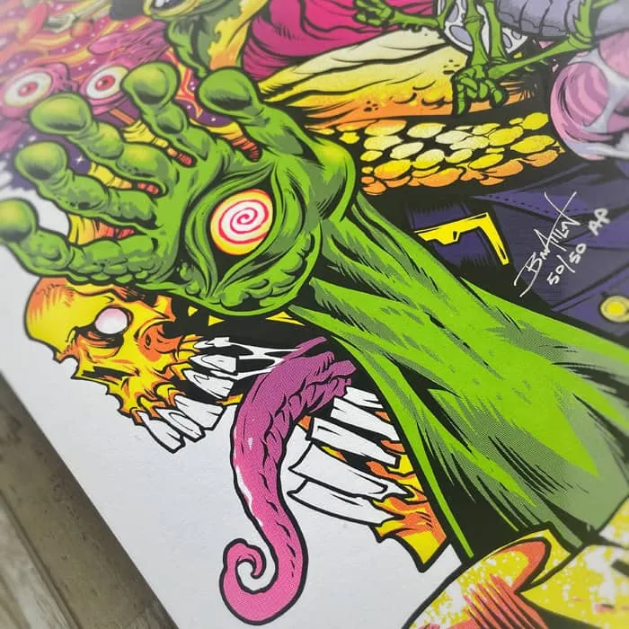 FlylLand Designs Frog Brigade screenprint poster 46x61 cm