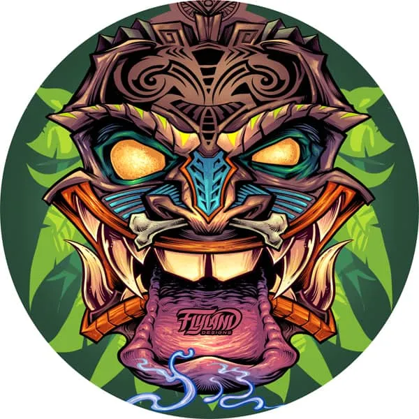 FlylLand Designs Tiki 01 Tongue glasunderlägg 4 tum kork