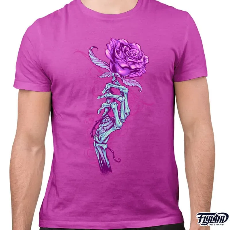 FlylLand Designs Skeleton Hand with Rose t-shirt bomull