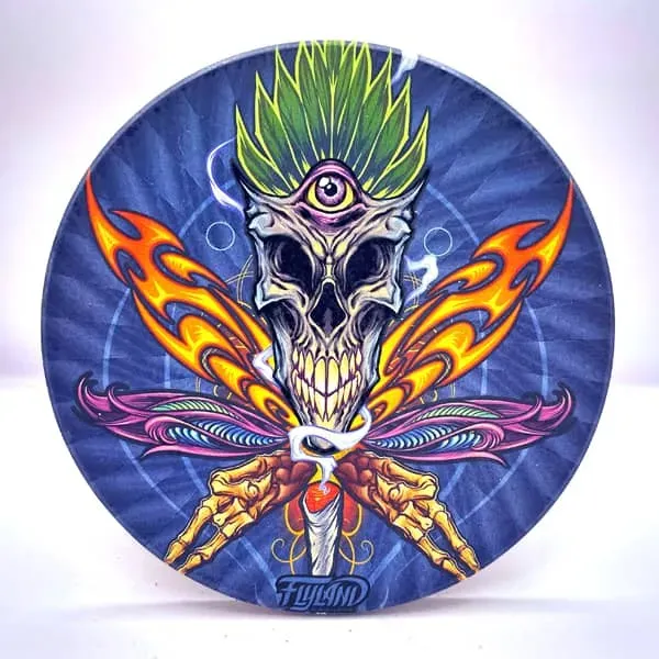 FlylLand Designs Pot Leaf Skull glasunderlägg 4 tum kork