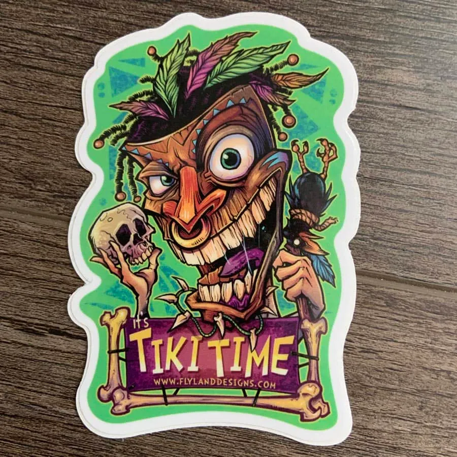 FlylLand Designs Tiki Time klistermärke vinyl 10 cm utomhus