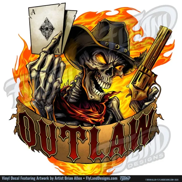 FlylLand Designs Outlaw Skeleton vinyldekal 12 tum utomhus