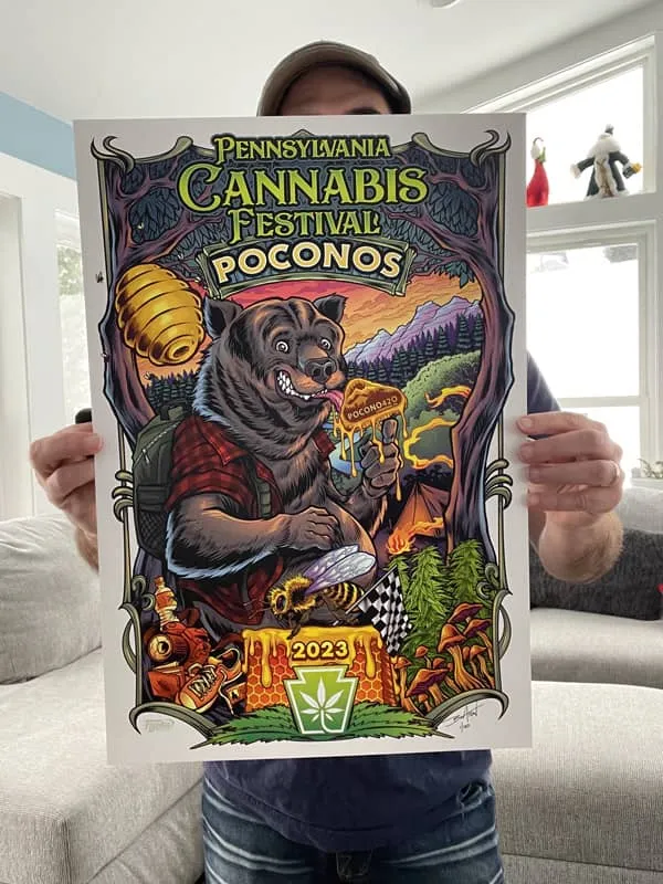 FlylLand Designs PA Cannafest 2023 poster 14x20 signerad