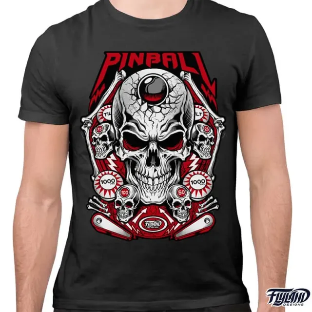 FlylLand Designs Heavy Metal Pinball t-shirt flipperspel
