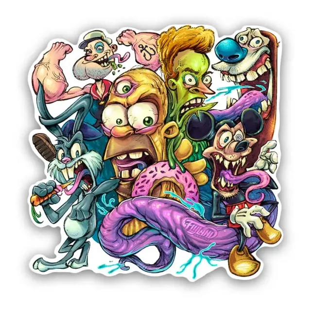FlylLand Designs Cartoon Parody vinylklistermärke 4 tum utomhus