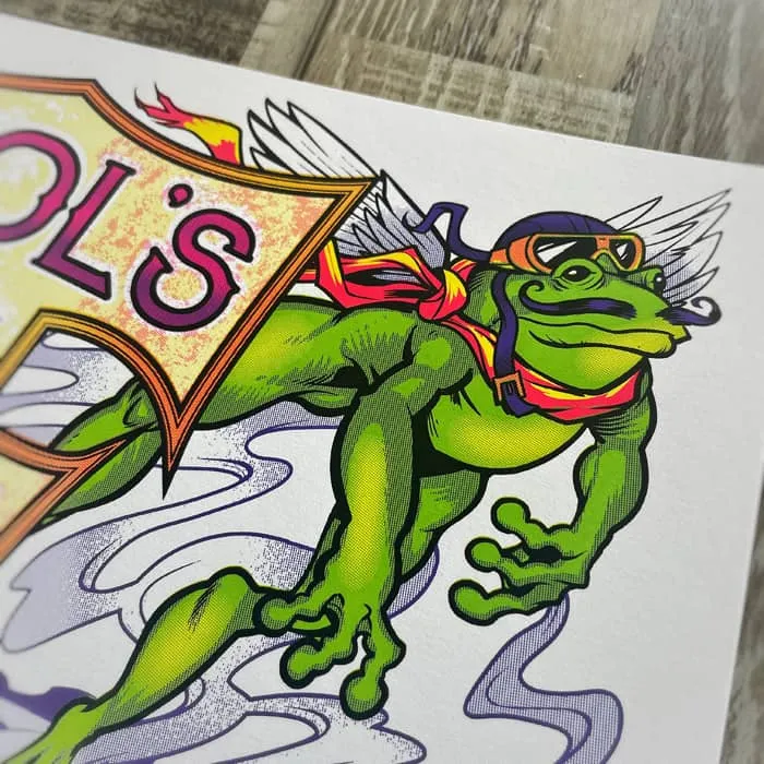 FlylLand Designs Frog Brigade screenprint poster 46x61 cm