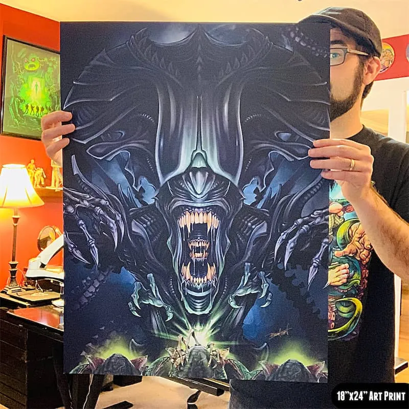 FlylLand Designs Alien Queen konsttryck pinball signerat