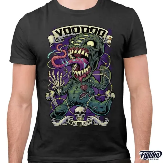 FlylLand Designs Voodoo Doll t-shirt kraftig bomull
