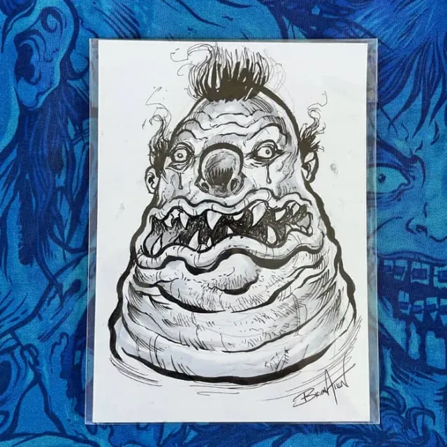 FlylLand Designs Killer Clown 2 tuschteckning original