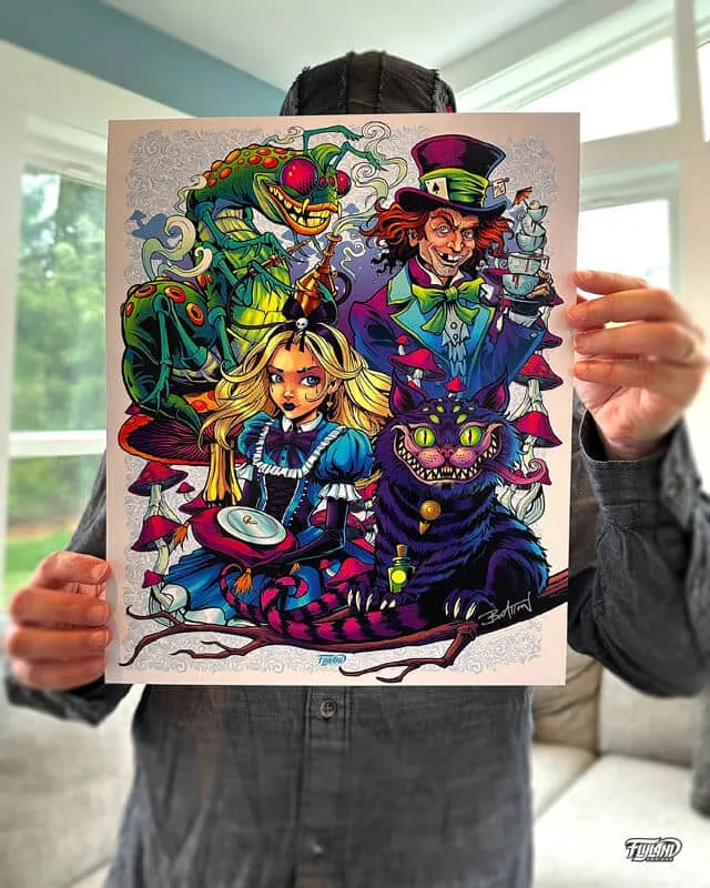 FlylLand Designs Alice in Wonderland Tribute konsttryck 28x43 cm