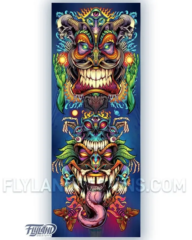FlylLand Designs Psychedelic Tiki Gods vinylbanderoll 61x160 cm