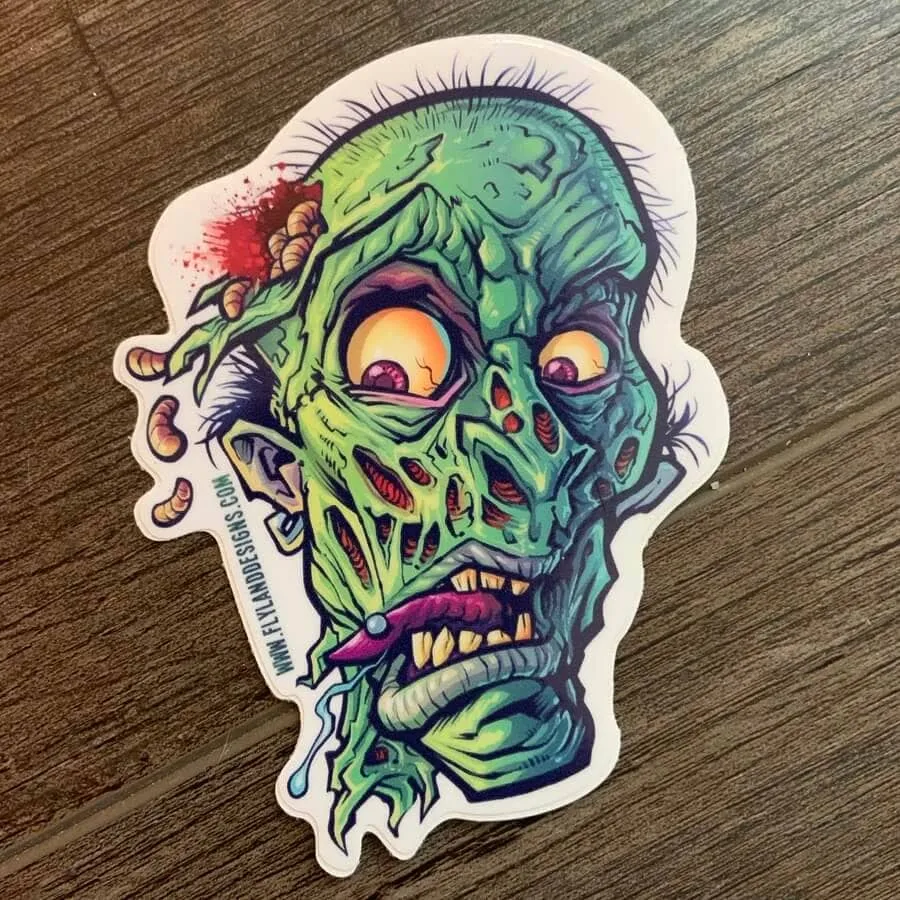 FlylLand Designs Zombie Head vinylklistermärke 10 cm utomhus