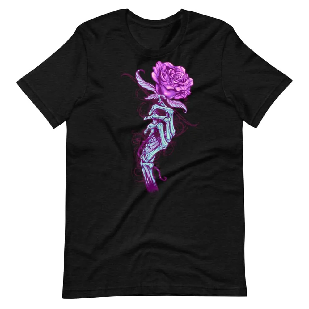 FlylLand Designs Skeleton Hand with Rose t-shirt bomull