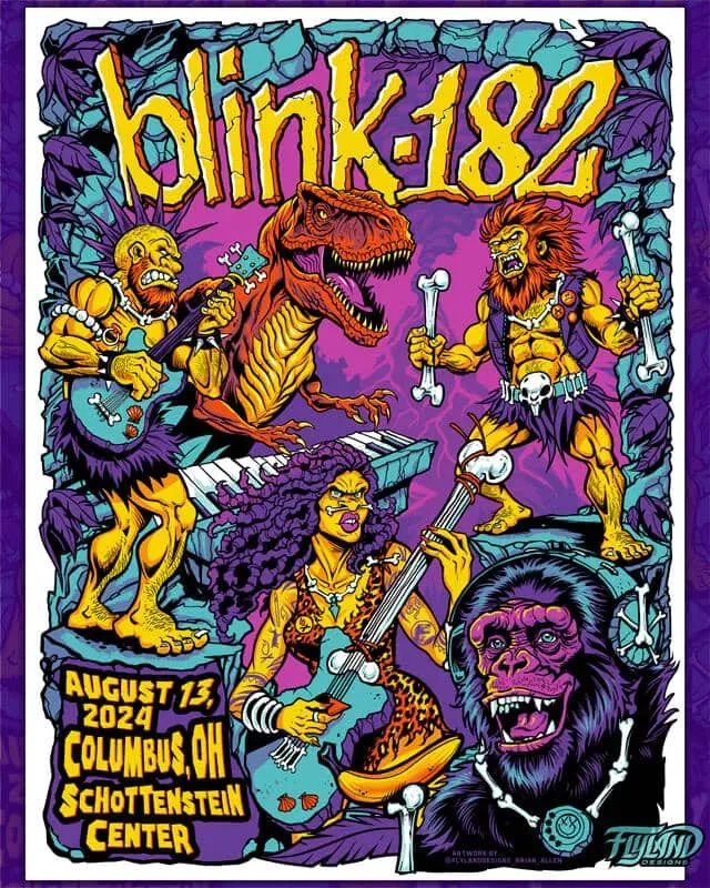FlylLand Designs Blink 182 Columbus 2024 Artist Proof poster 46x61
