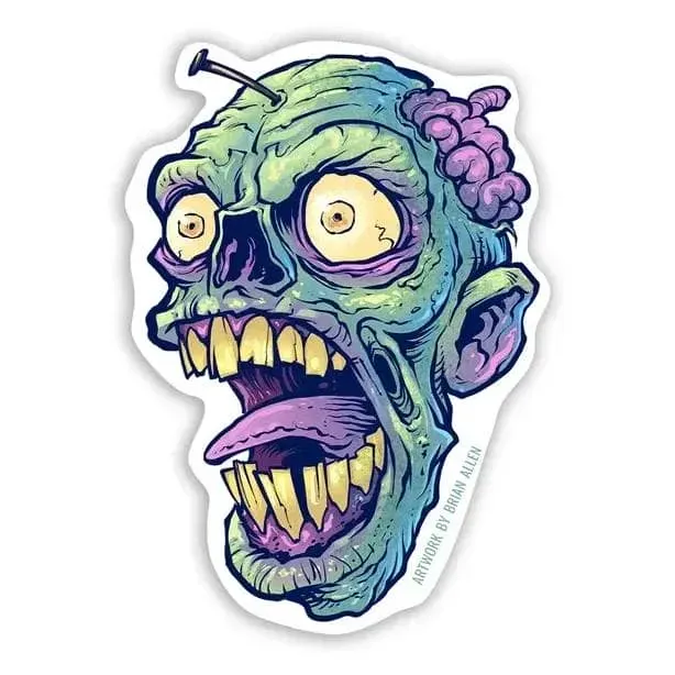 FlylLand Designs Screaming Zombie Head vinylsticker 4" utomhus