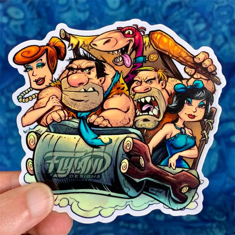 FlylLand Designs Flintstones Parody vinylklistermärke 10 cm