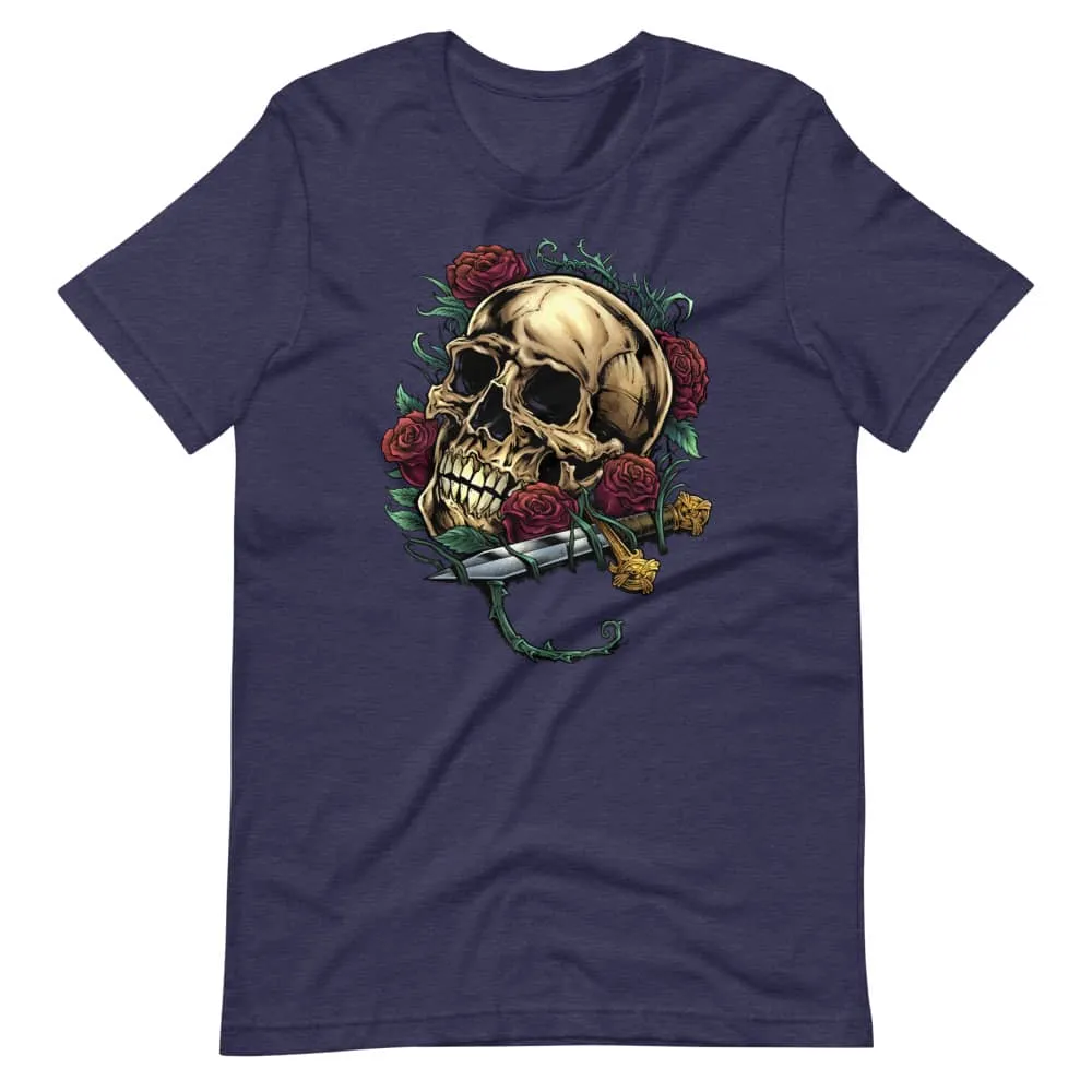 FlylLand Designs Skull Roses Dagger t-shirt mjuk bomull