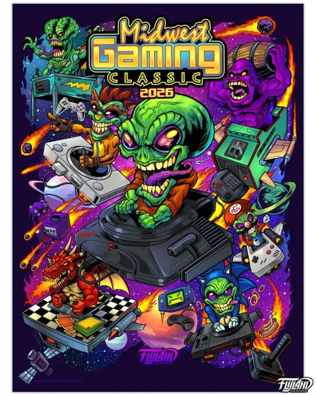FlylLand Designs Midwest Gaming Classic 2026 konsttryck 18x24