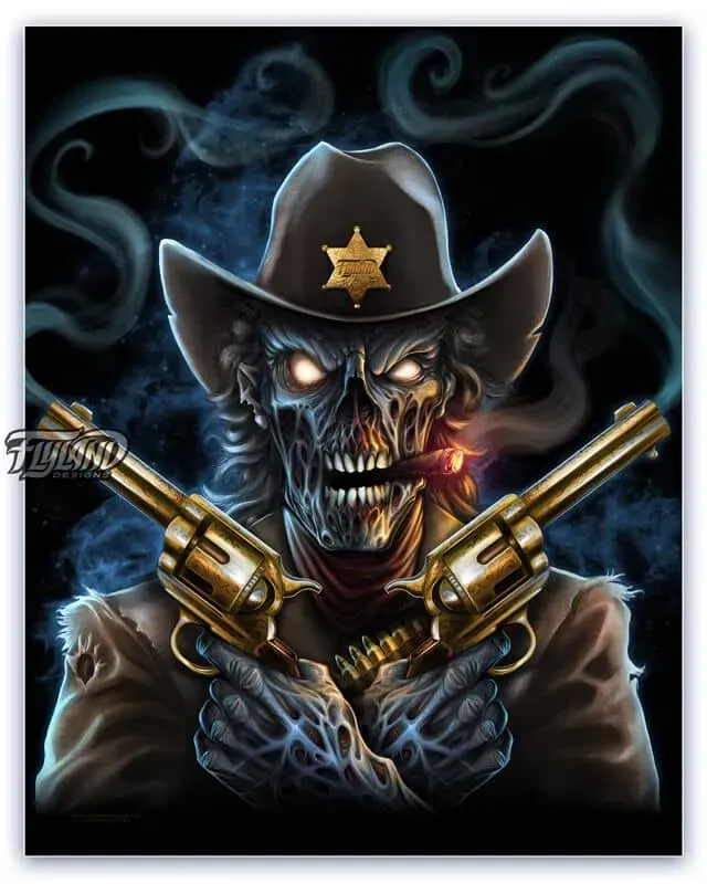 FlylLand Designs Undead Gunslinger konsttryck signerad
