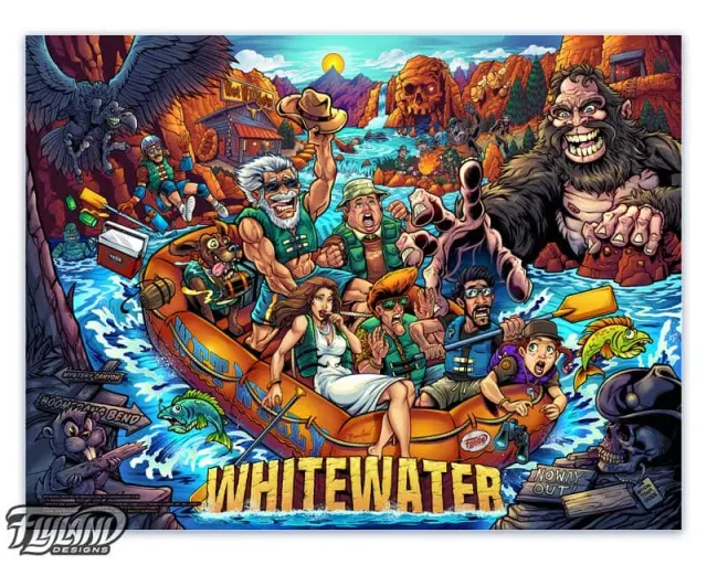 FlylLand Designs White Water konsttryck 18 × 24 tum signerat