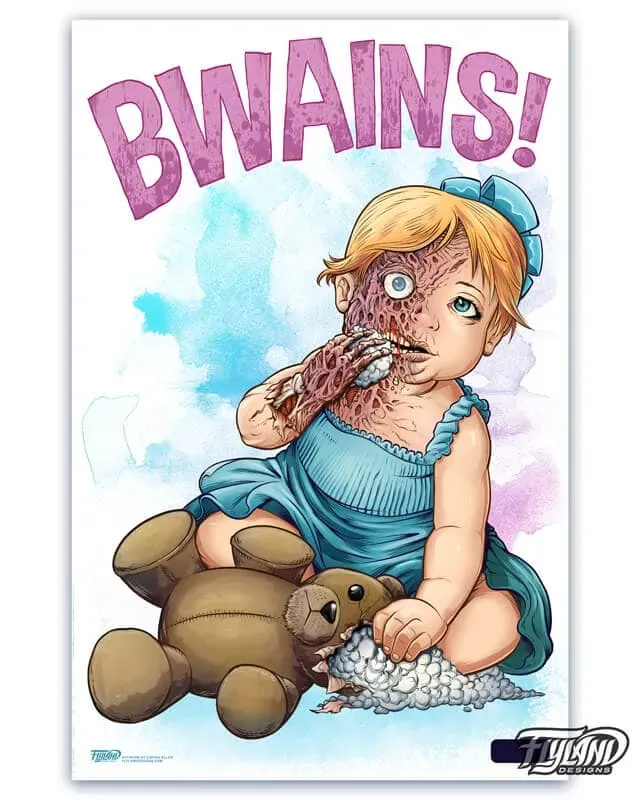 FlylLand Designs Bwains konsttryck zombie