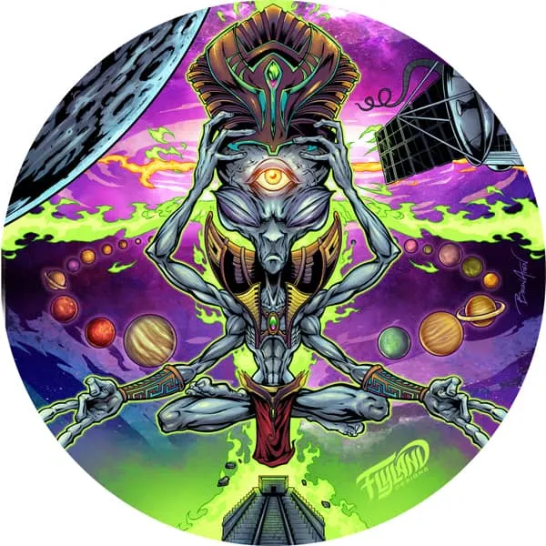 FlylLand Designs Psychedelic Space Alien glasunderlägg kork