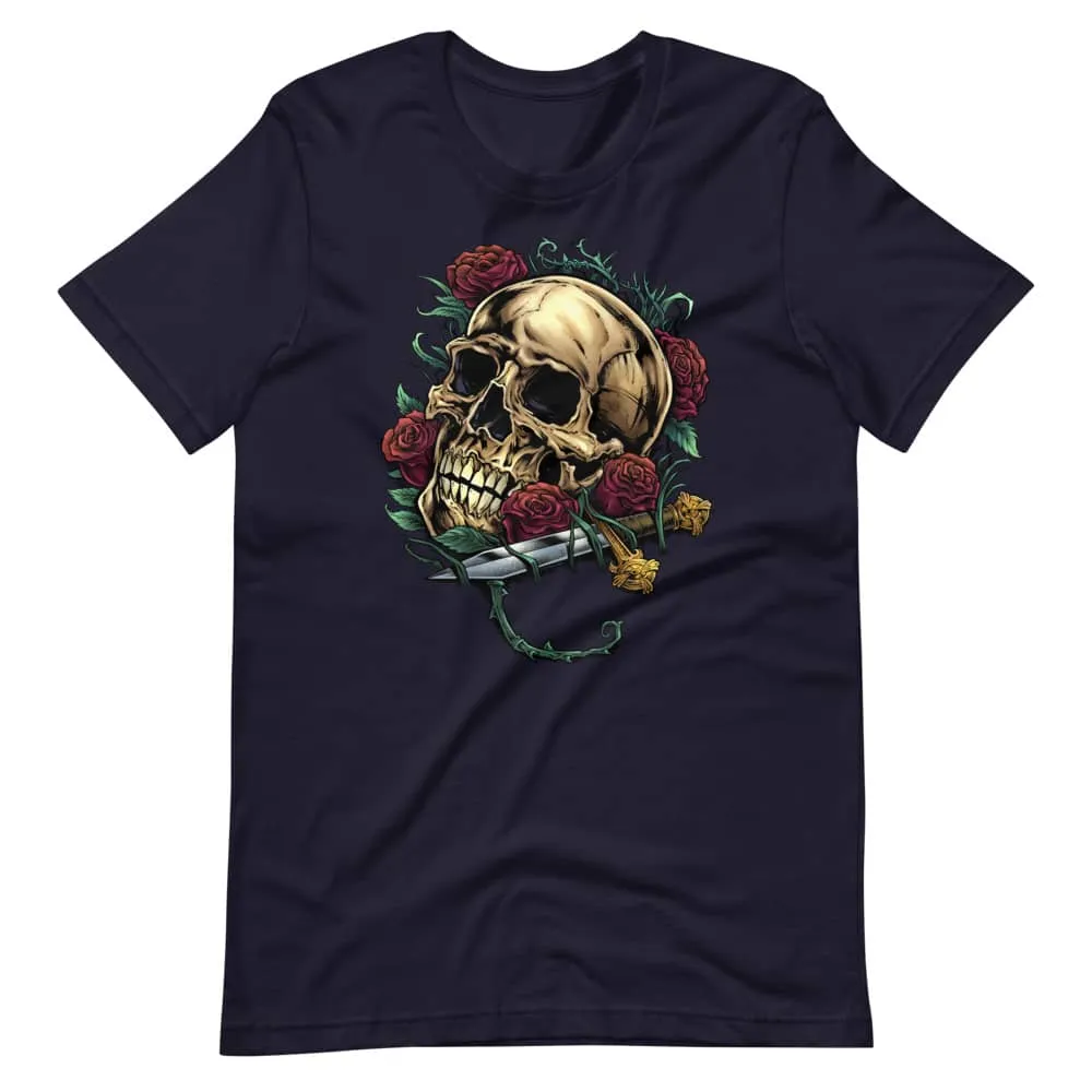 FlylLand Designs Skull Roses Dagger t-shirt mjuk bomull