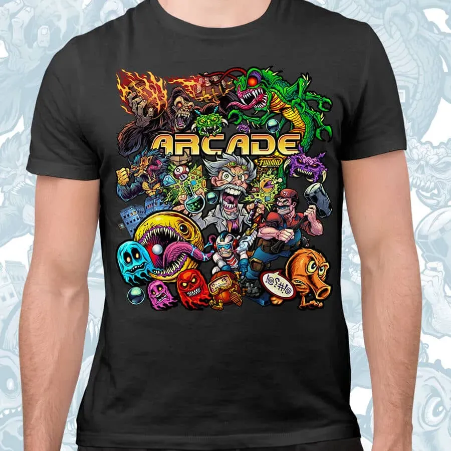 FlylLand Designs Retro Arcade Mashup t-shirt arkadmotiv
