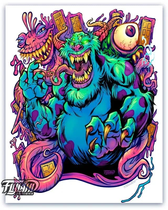 FlylLand Designs Sully Monsters Inc konsttryck 11x11