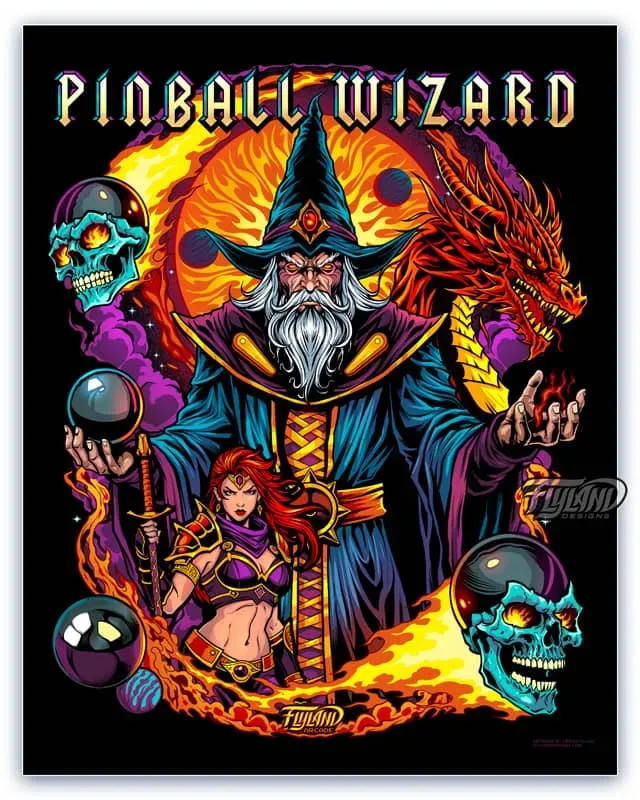FlylLand Designs Pinball Wizard konsttryck signerat