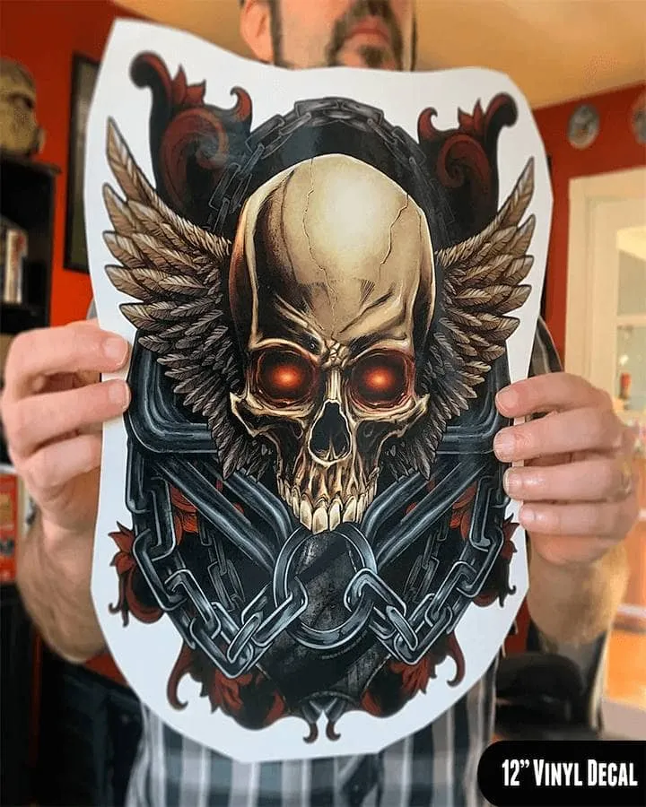 FlylLand Designs Skull and Wings vinyldekal utomhusvinyl