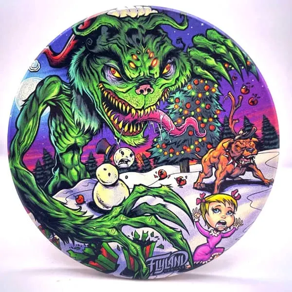FlylLand Designs Grinch underlägg discgolfmarker kork 10 cm