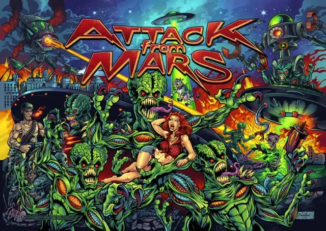 FlylLand Designs Attack From Mars konsttryck 18x24 signerad
