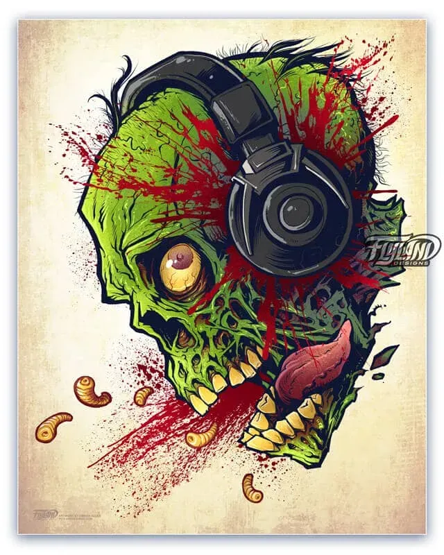 FlylLand Designs Too Loud konsttryck signerad Brian Allen