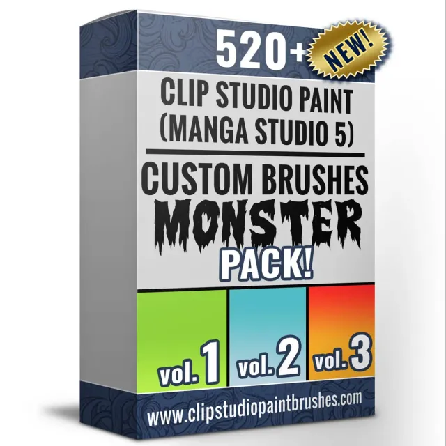 FlylLand Designs Monster Pack penselpaket 360+ Clip Studio