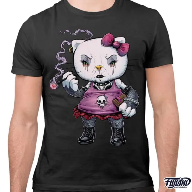FlylLand Designs Goth Kitty t-shirt mjuk bomull