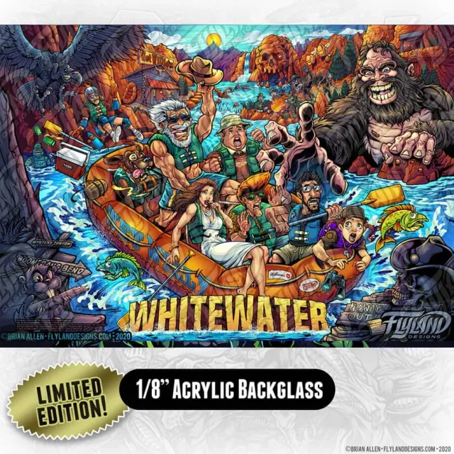 FlylLand Designs White Water Alternate backglass akryl signerad