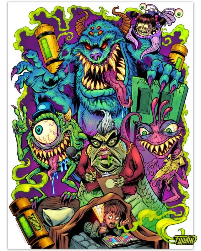 FlylLand Designs Monster Inc. Parody konsttryck tribute