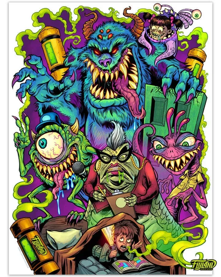 FlylLand Designs Monster Inc. Parody konsttryck tribute