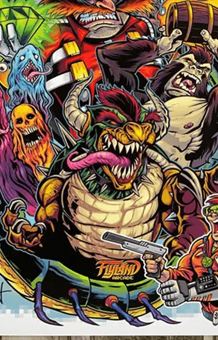 FlylLand Designs Arcade Bosses artprint signerad
