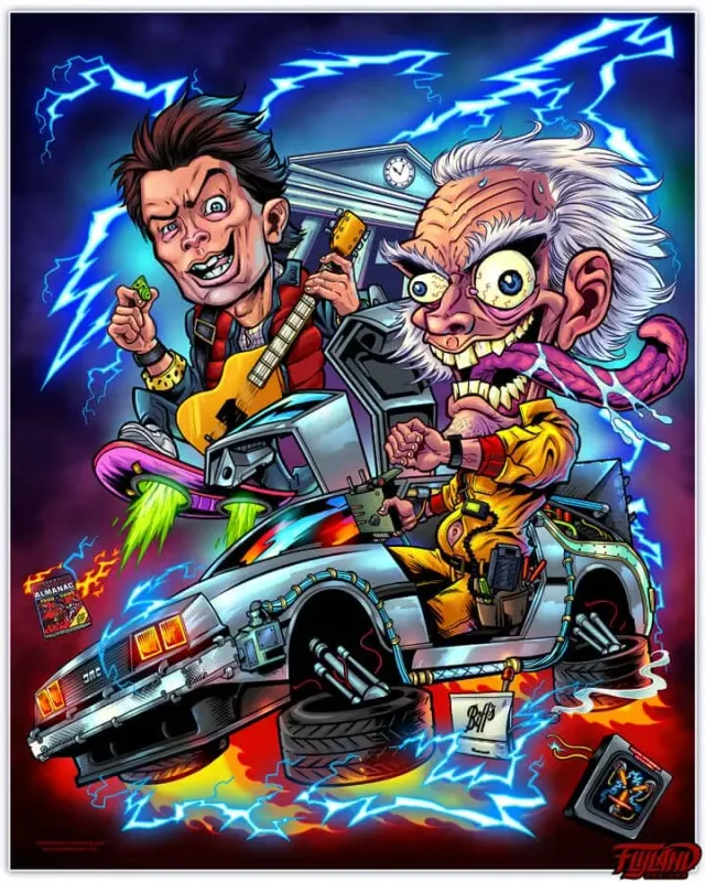 FlylLand Designs Back to the Future konsttryck signerad