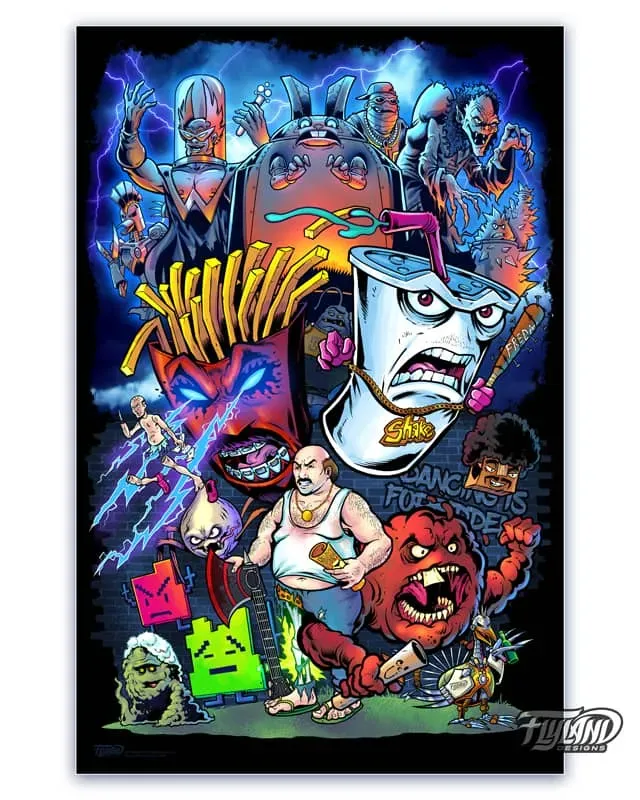 FlylLand Designs Aqua Teen Tribute konsttryck 28x43 cm signerat
