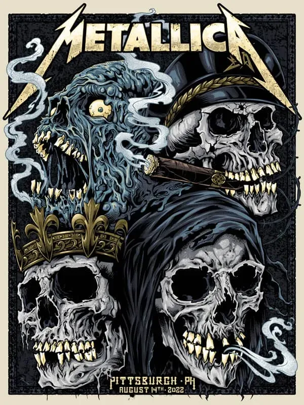 FlylLand Designs Metallica Pittsburgh 2022 poster signerad AP